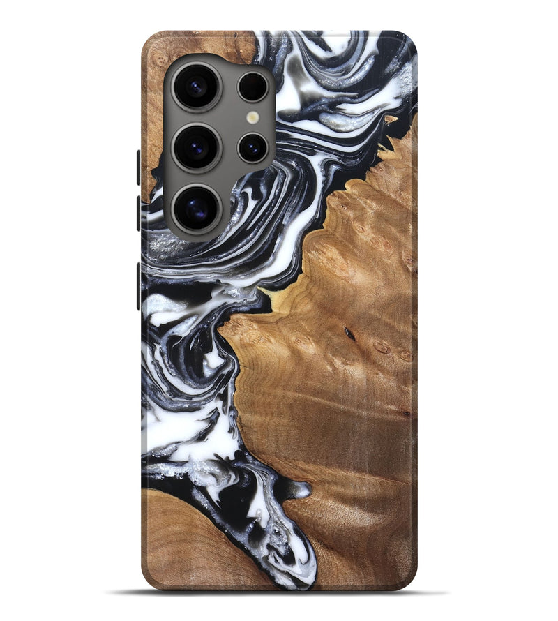 Galaxy S25 Ultra Wood Live Edge Phone Case - Alford (Black & White, 821037)