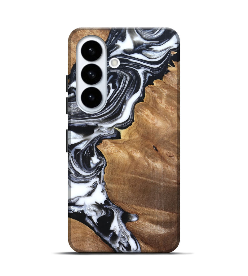 Galaxy S26 Wood Live Edge Phone Case - Alford (Black & White, 821037)