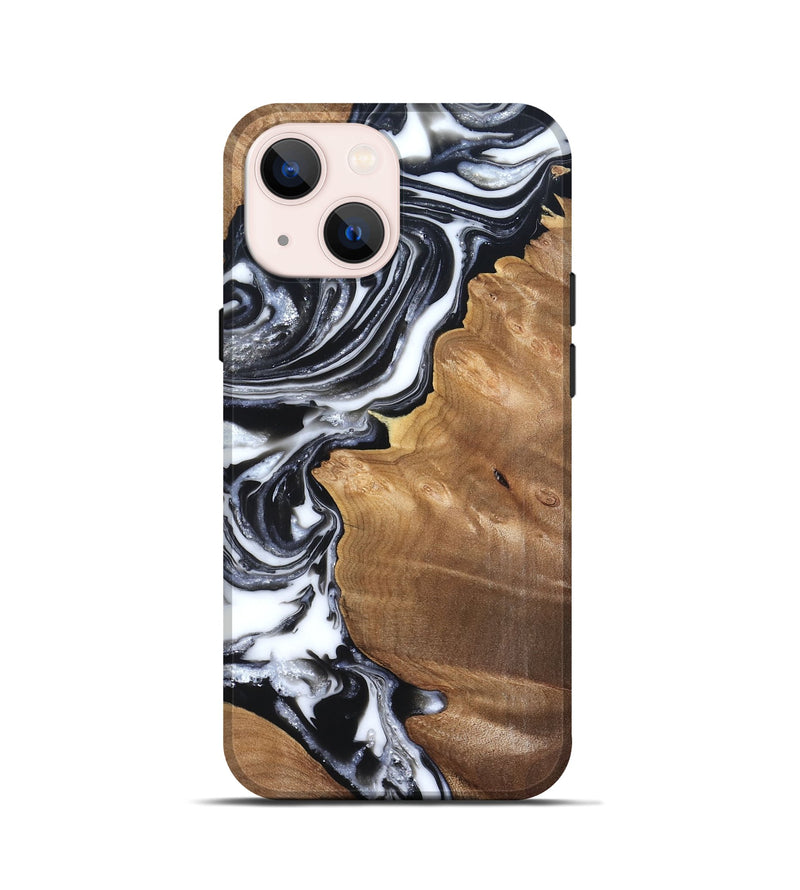iPhone 13 mini Wood Live Edge Phone Case - Alford (Black & White, 821037)