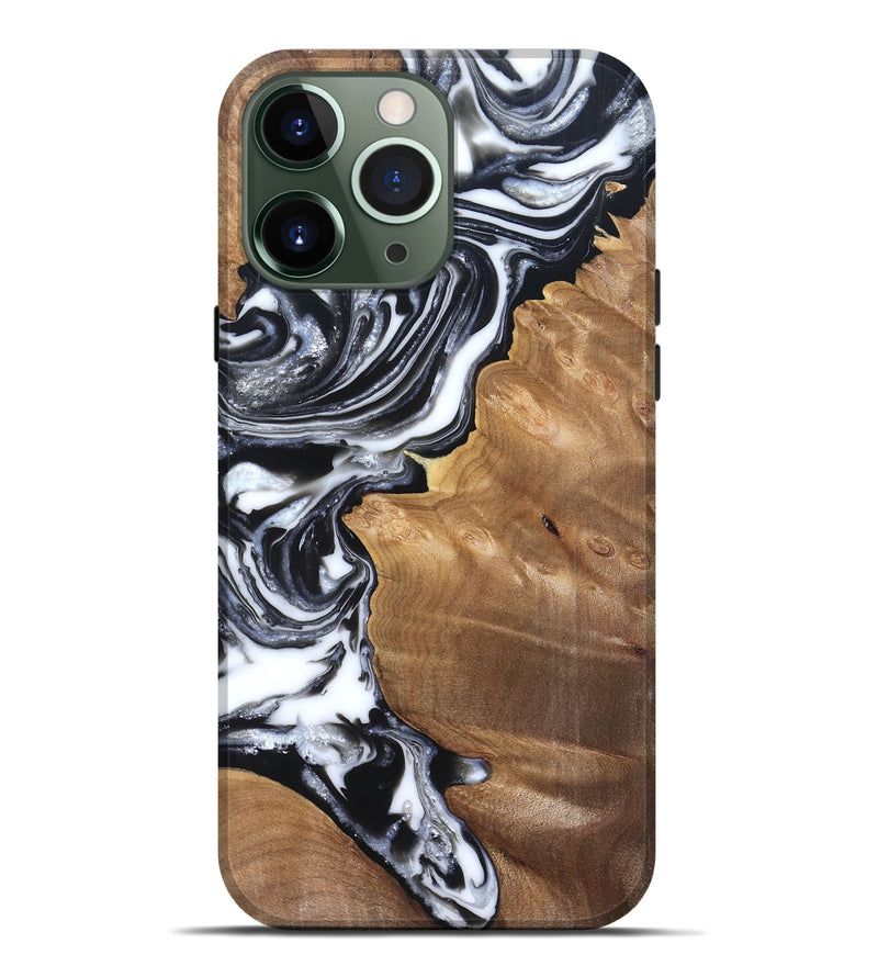 iPhone 13 Pro Max Wood Live Edge Phone Case - Alford (Black & White, 821037)