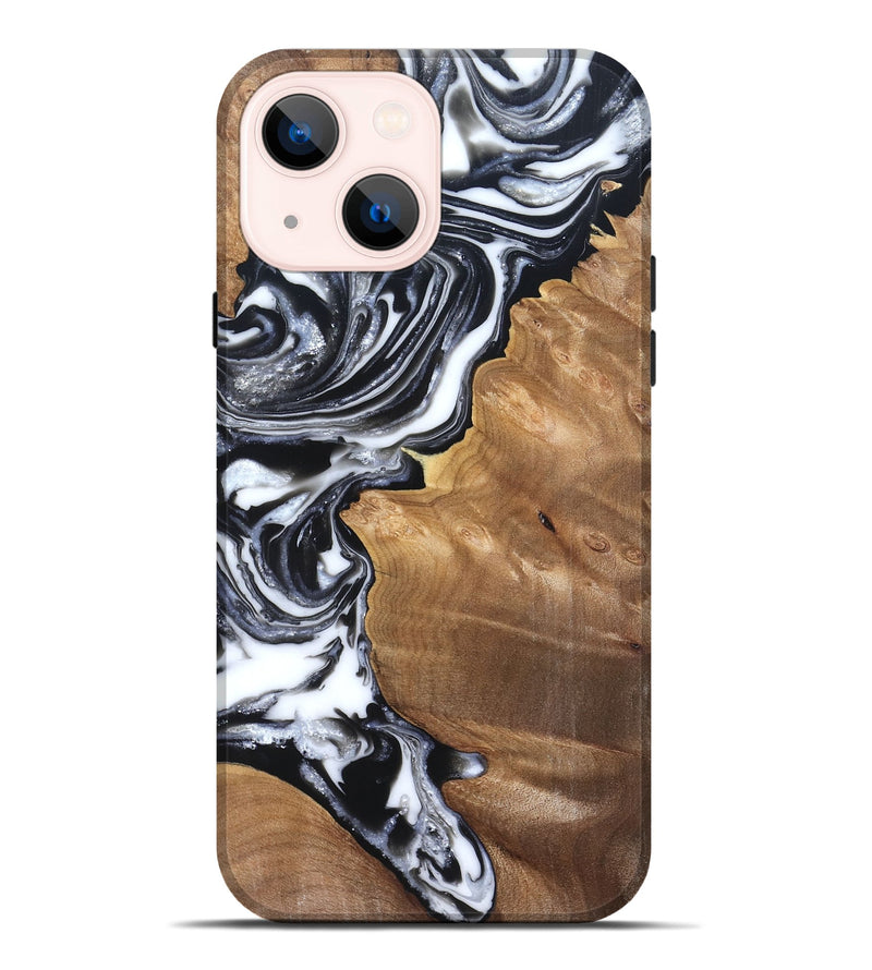 iPhone 14 Plus Wood Live Edge Phone Case - Alford (Black & White, 821037)