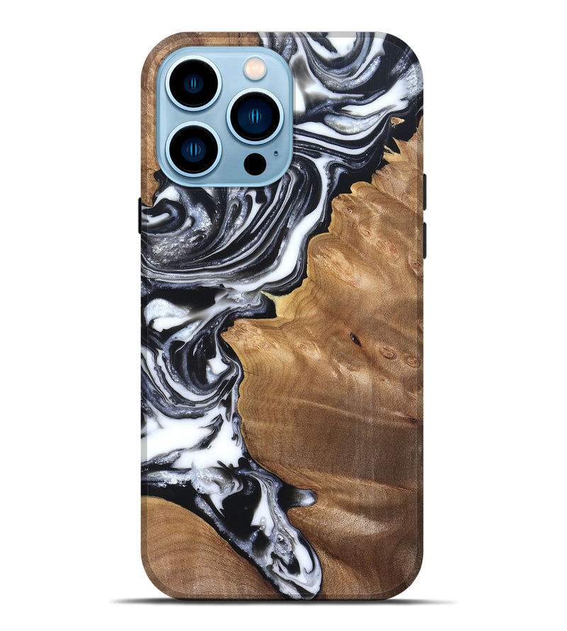 iPhone 14 Pro Max Wood Live Edge Phone Case - Alford (Black & White, 821037)