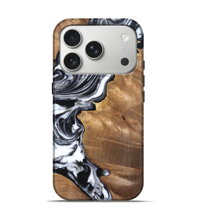 iPhone 17 Pro Wood Live Edge Phone Case - Alford (Black & White, 821037)
