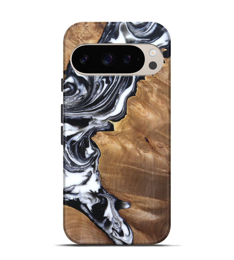 Pixel 9 Pro Wood Live Edge Phone Case - Alford (Black & White, 821037)