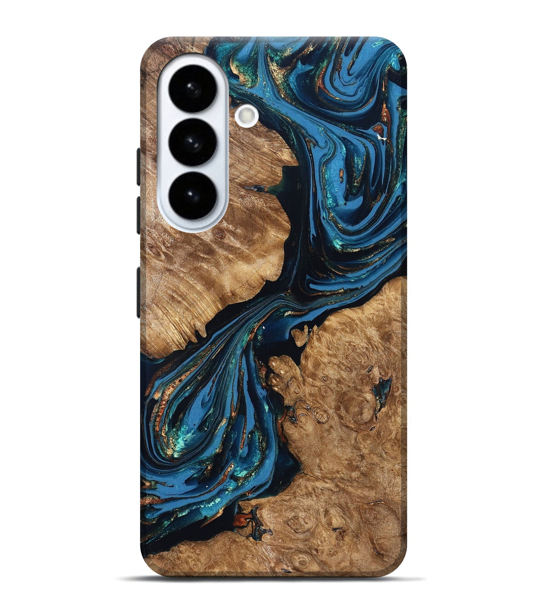 Galaxy S26 Plus Wood Live Edge Phone Case - Zakai (Teal & Gold, 821039)