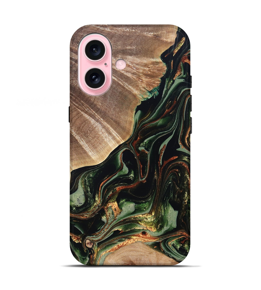 iPhone 17 Wood Live Edge Phone Case - David (Green, 821040)