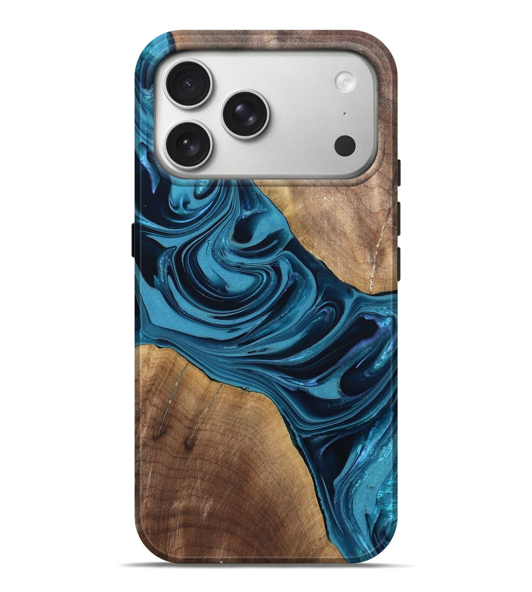 iPhone 17 Pro Max Wood Live Edge Phone Case - Zahir (Blue, 821041)