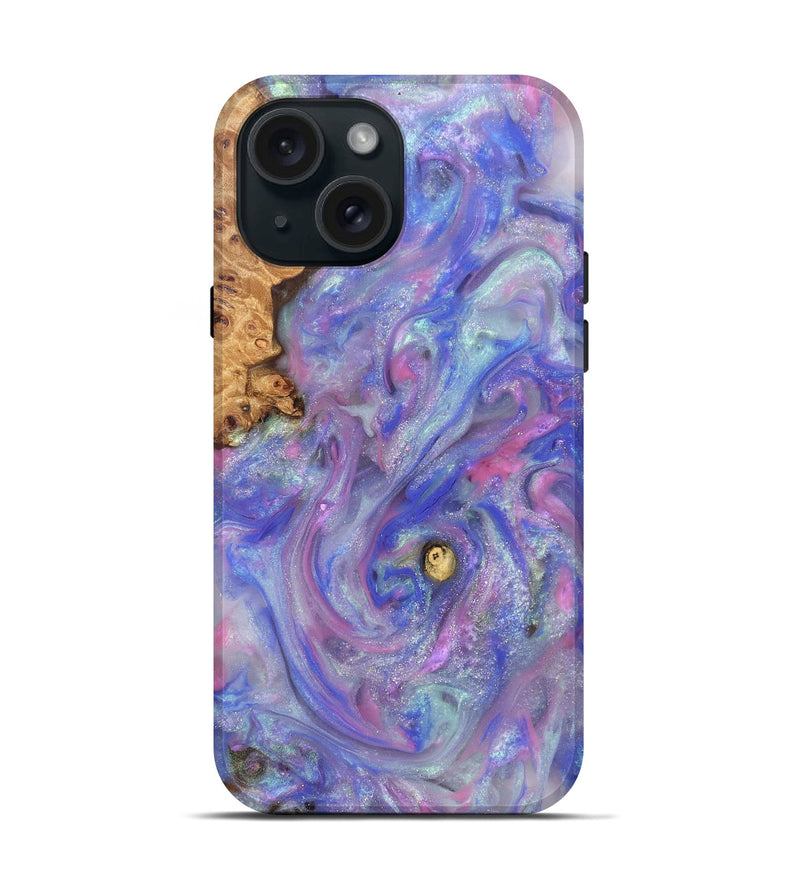 iPhone 15 Wood Live Edge Phone Case - Maci (Purple, 821042)