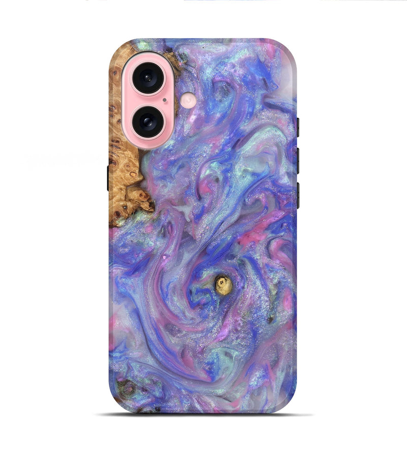 iPhone 16 Wood Live Edge Phone Case - Maci (Purple, 821042)