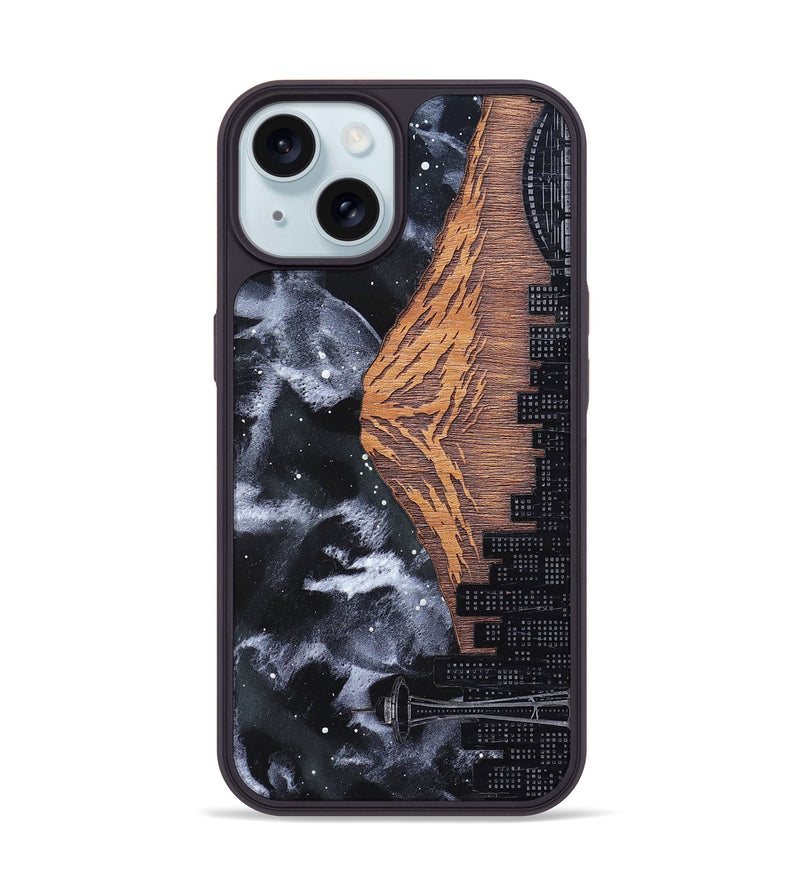 iPhone 15 Wood Phone Case - Mt Rainier (Terrain)
