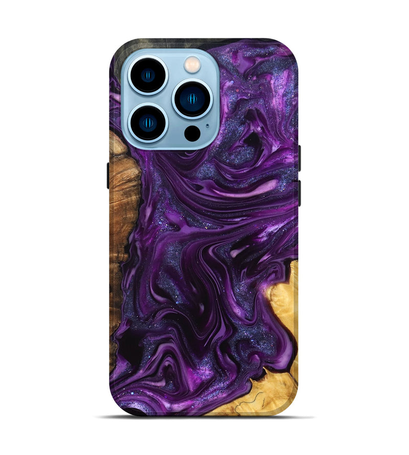 iPhone 14 Pro Wood Live Edge Phone Case - Alisson (Purple, 821046)