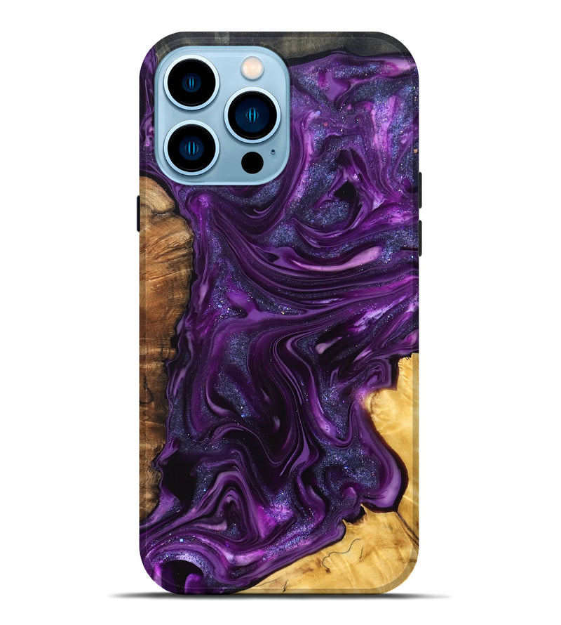 iPhone 14 Pro Max Wood Live Edge Phone Case - Alisson (Purple, 821046)
