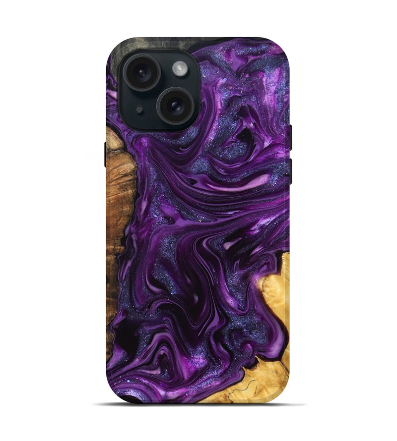 iPhone 15 Wood Live Edge Phone Case - Alisson (Purple, 821046)