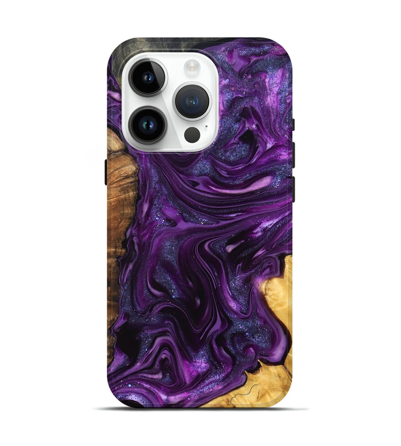 iPhone 15 Pro Wood Live Edge Phone Case - Alisson (Purple, 821046)