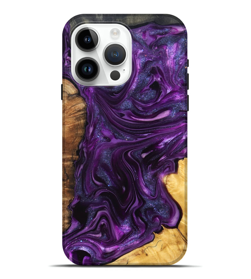 iPhone 15 Pro Max Wood Live Edge Phone Case - Alisson (Purple, 821046)