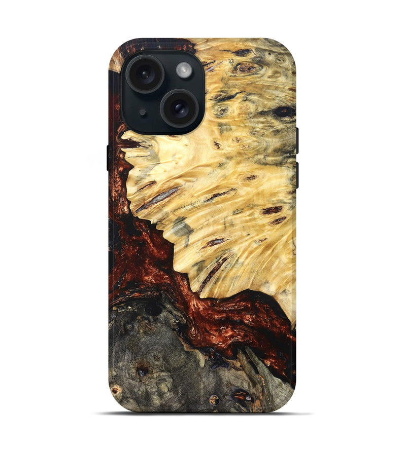 iPhone 15 Wood Live Edge Phone Case - Lorelei (Red, 821063)