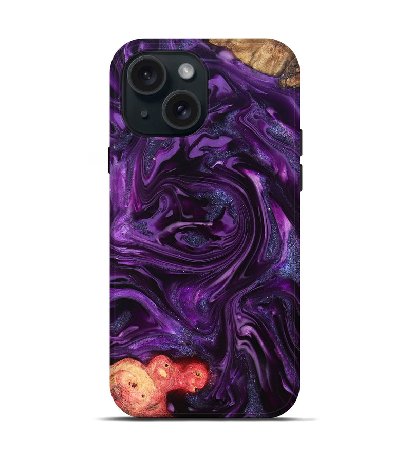 iPhone 15 Wood Live Edge Phone Case - Milena (Purple, 821074)