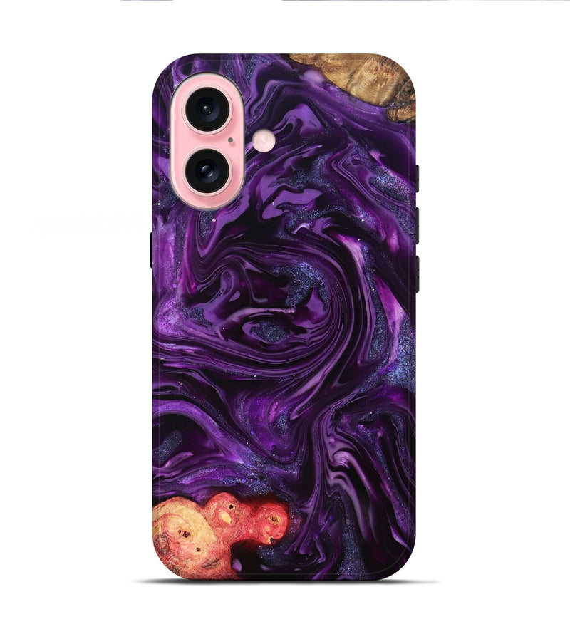 iPhone 16 Wood Live Edge Phone Case - Milena (Purple, 821074)