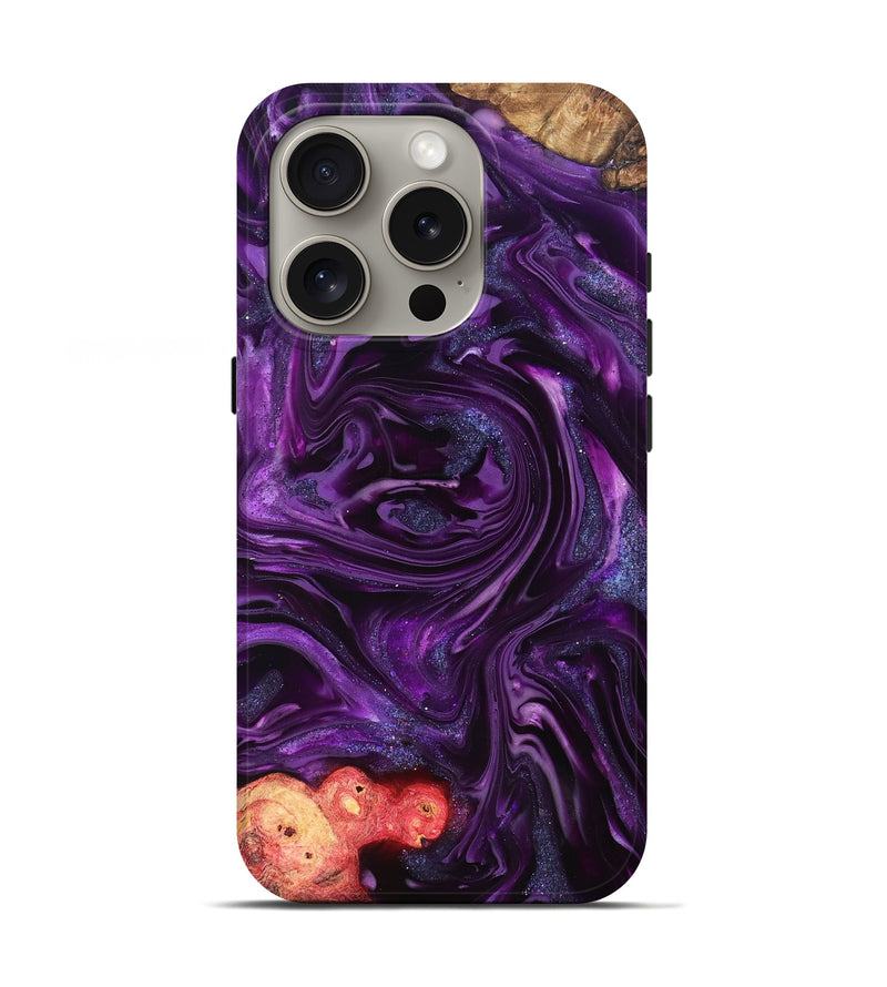 iPhone 16 Pro Wood Live Edge Phone Case - Milena (Purple, 821074)