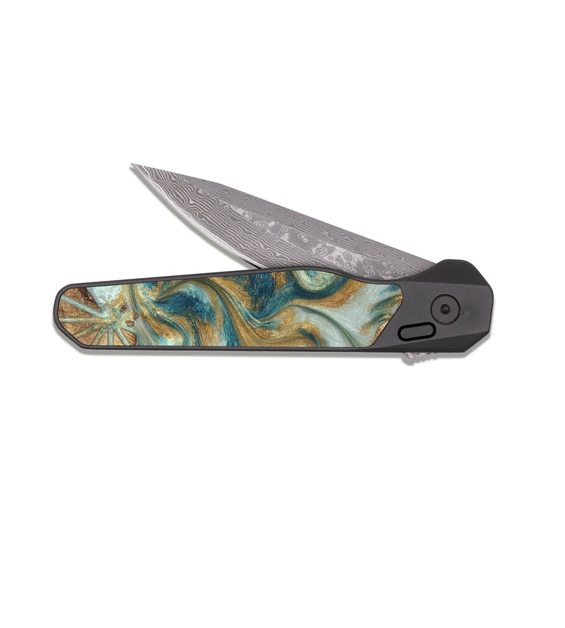 EDC Dark Damascus Wood Pocket Knife - Randell (Pattern, 821088)