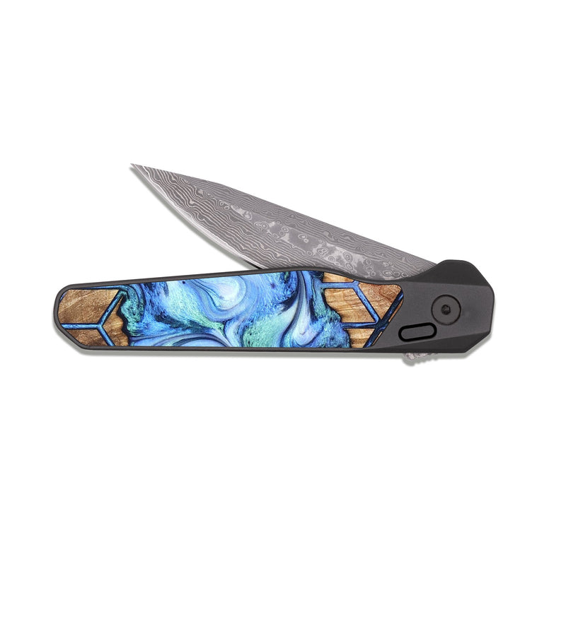 EDC Dark Damascus Wood Pocket Knife - Tanner (Pattern, 821090)