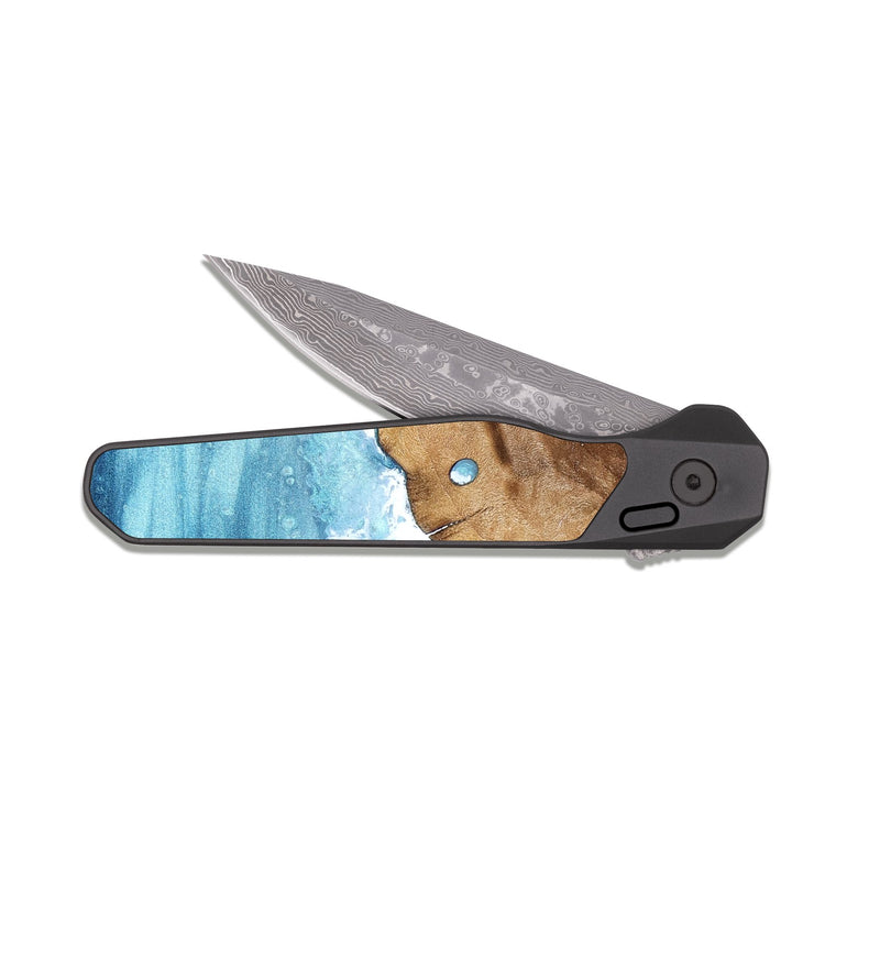 EDC Dark Damascus Wood Pocket Knife - Docia (Coastal, 821110)