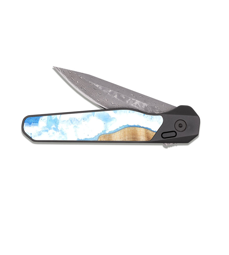 EDC Dark Damascus Wood Pocket Knife - Norbert (Coastal, 821113)