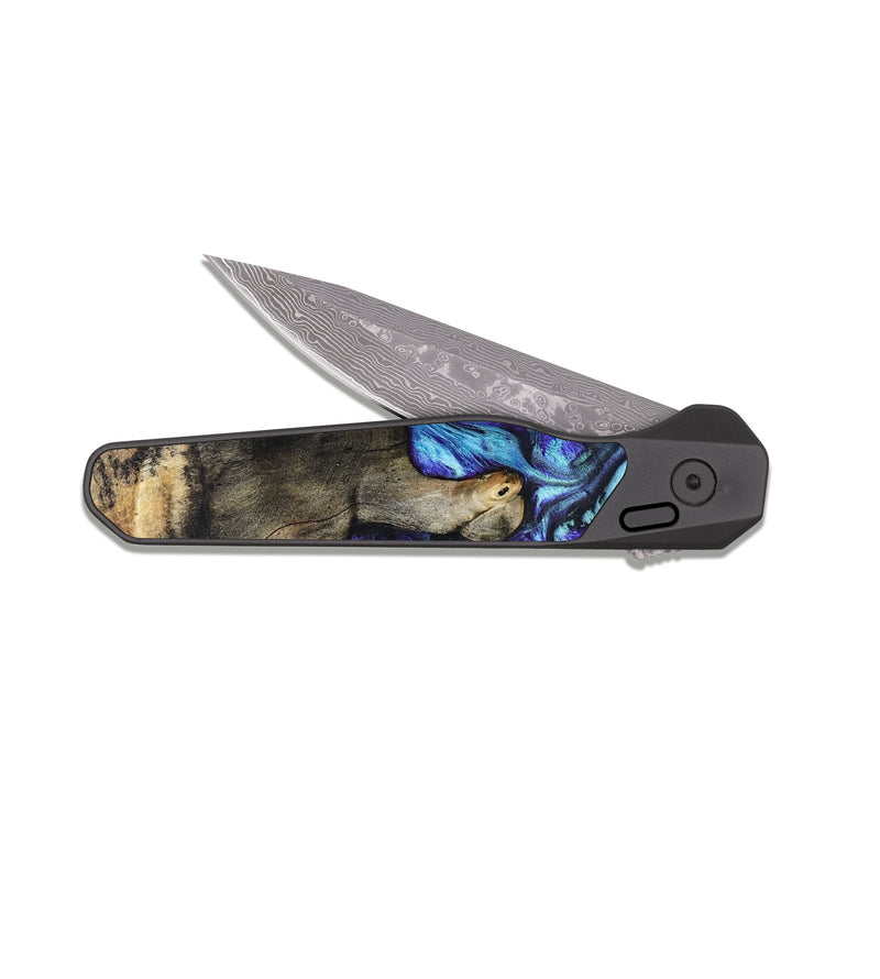 EDC Dark Damascus Wood Pocket Knife - Riley (Purple, 821157)