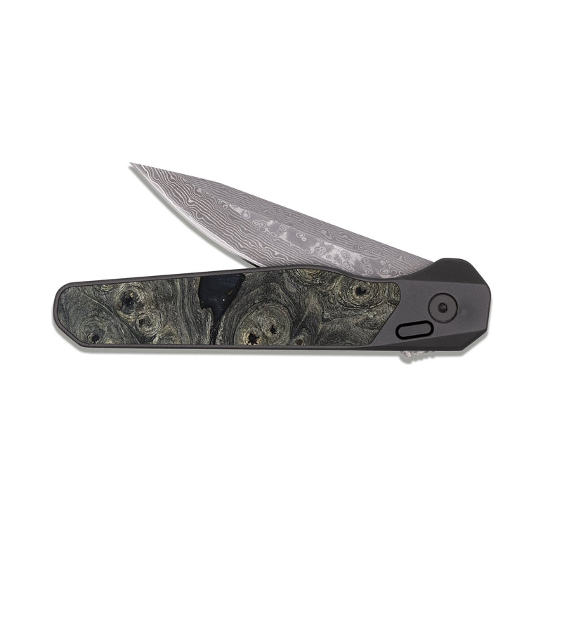 EDC Dark Damascus Wood Pocket Knife - Breann (Wood Burl, 821170)