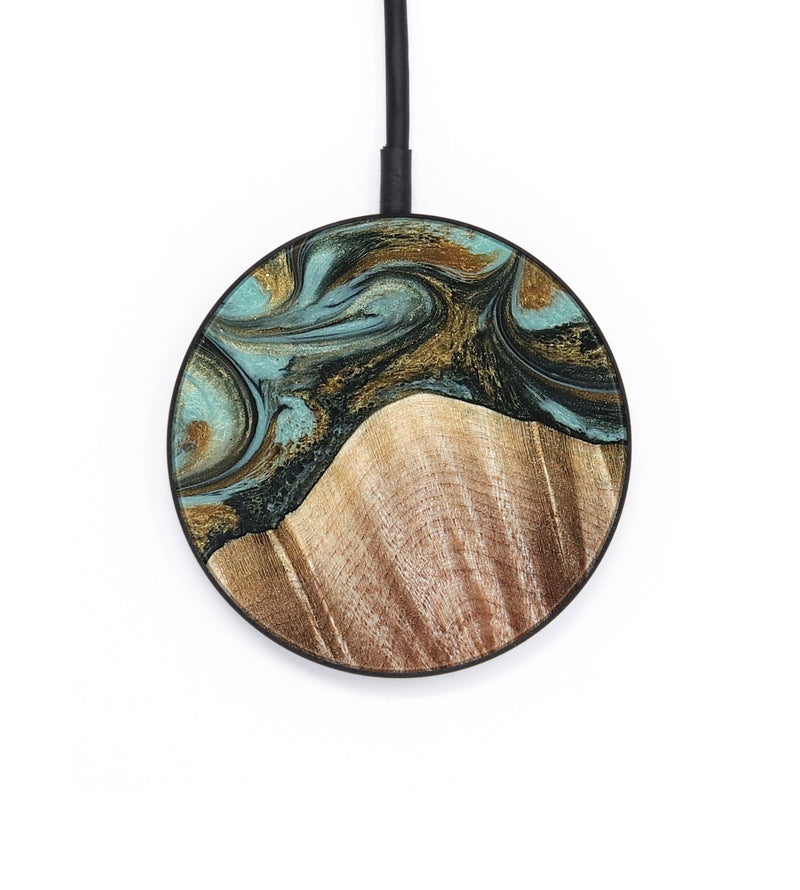 Circle Wood Wireless Charger - Briley (Teal & Gold, 821187)