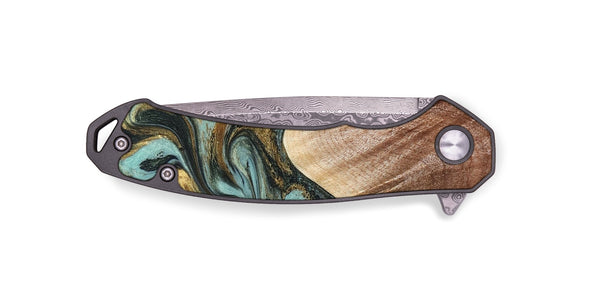 EDC Wood Pocket Knife - Briley (Teal & Gold, 821187)
