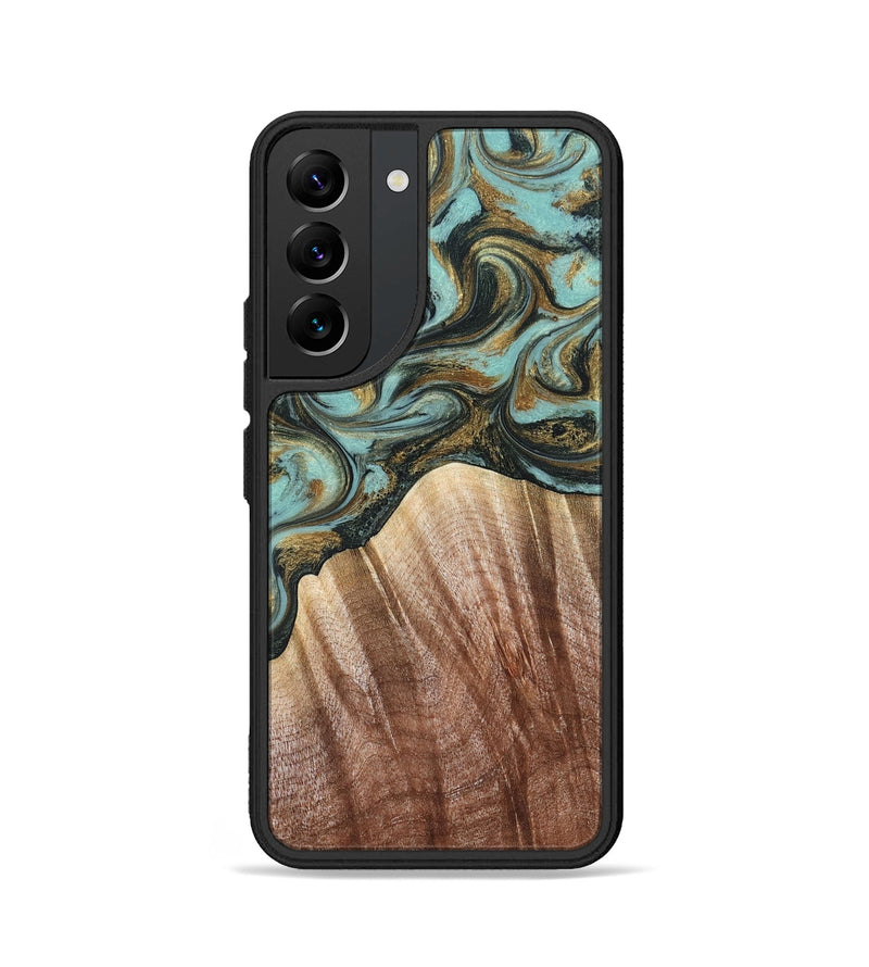 Galaxy S22 Wood Phone Case - Briley (Teal & Gold, 821187)