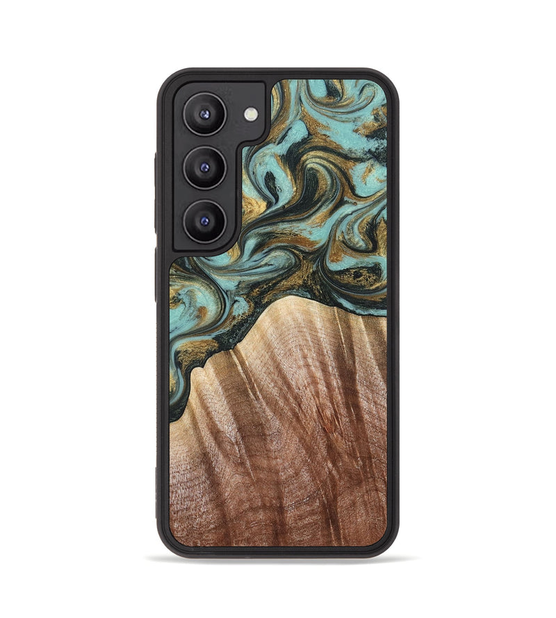 Galaxy S23 Wood Phone Case - Briley (Teal & Gold, 821187)