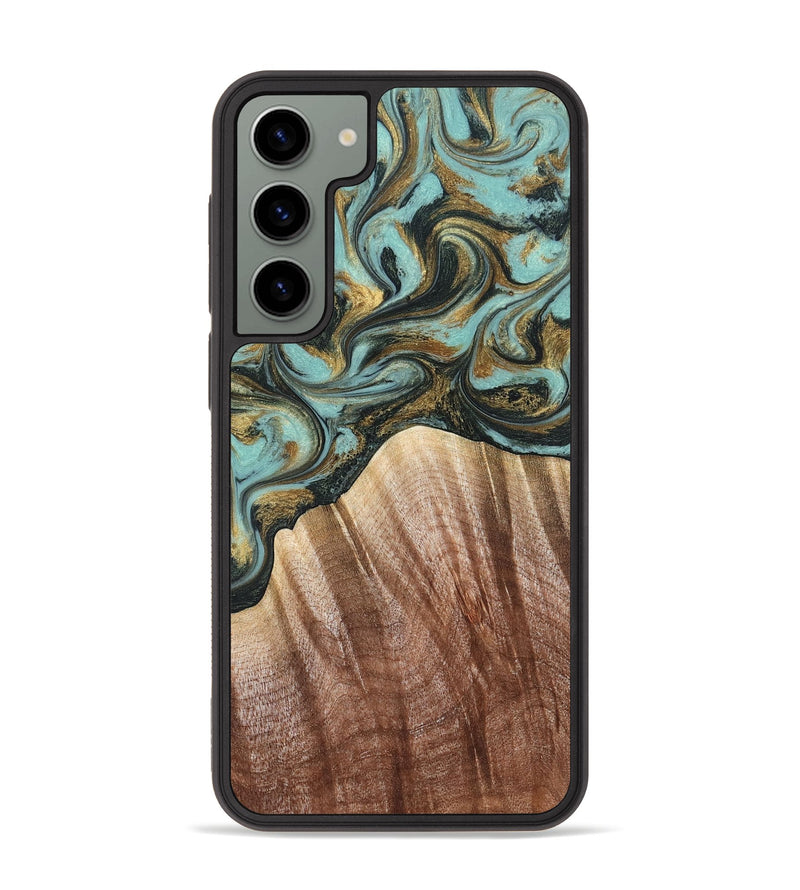 Galaxy S23 Plus Wood Phone Case - Briley (Teal & Gold, 821187)