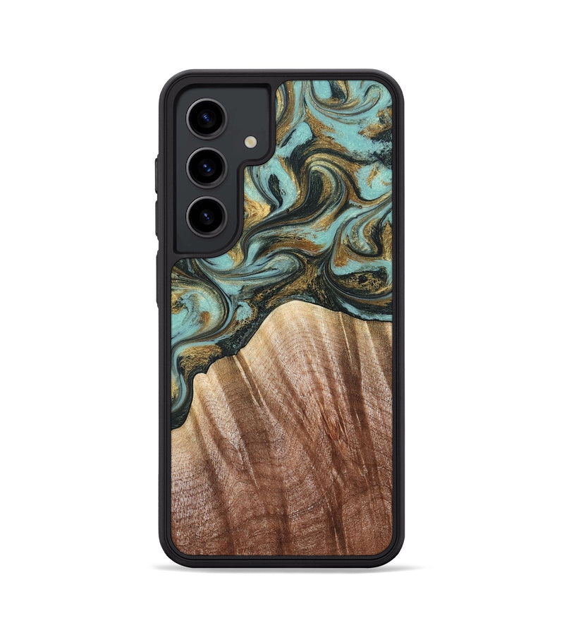 Galaxy S24 Wood Phone Case - Briley (Teal & Gold, 821187)