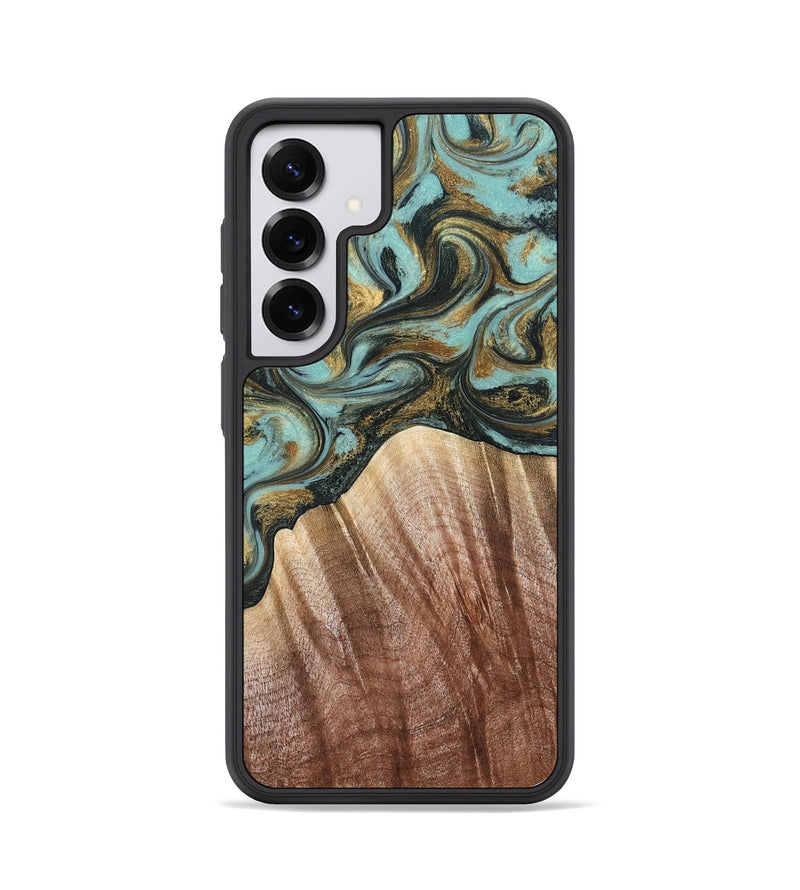 Galaxy S25 Wood Phone Case - Briley (Teal & Gold, 821187)