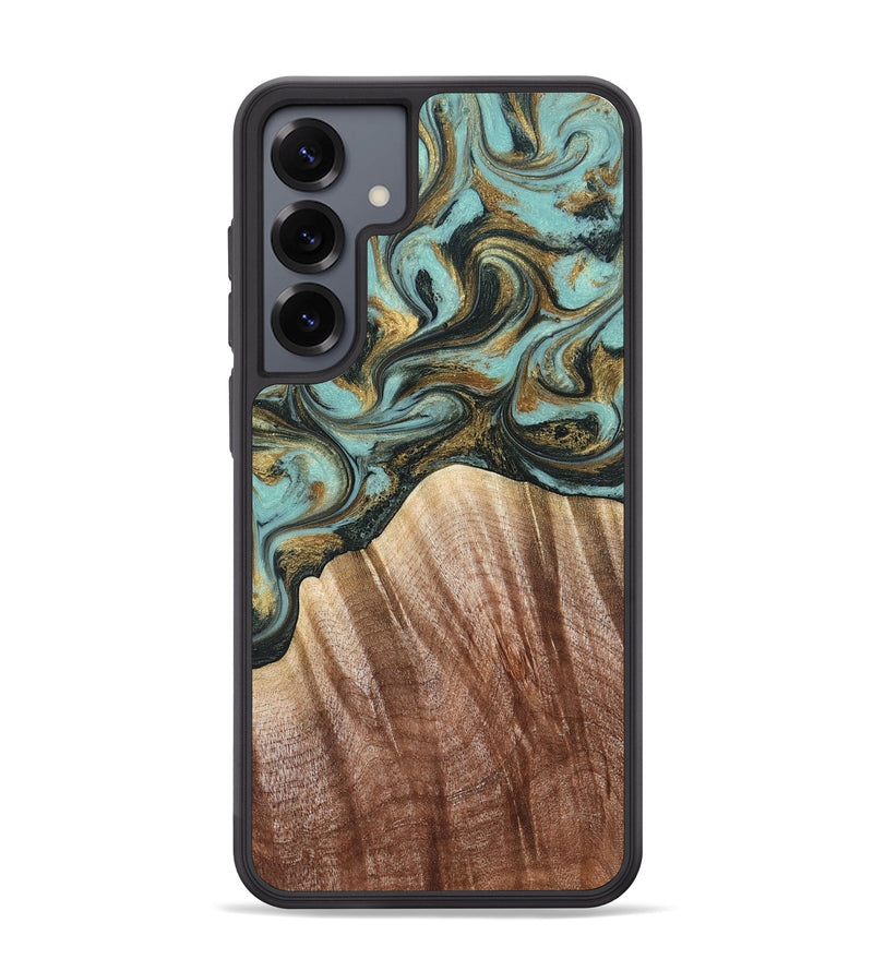 Galaxy S25 Plus Wood Phone Case - Briley (Teal & Gold, 821187)