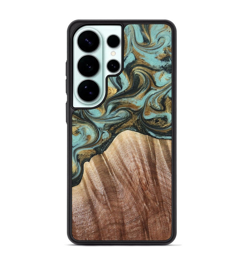 Galaxy S26 Ultra Wood Phone Case - Briley (Teal & Gold, 821187)