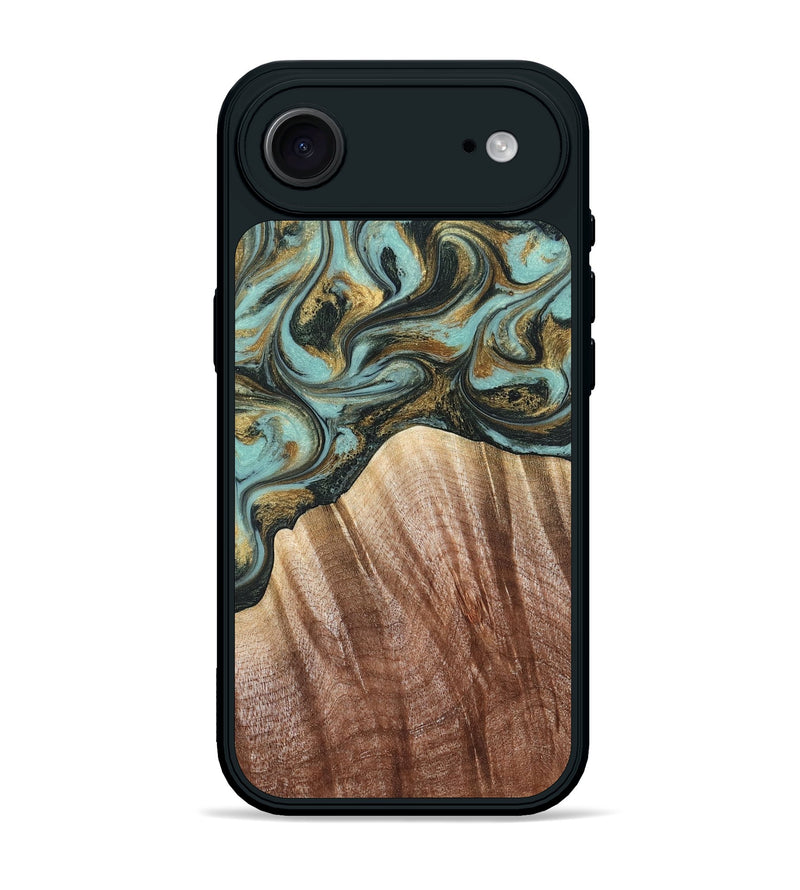 iPhone 17 Air Wood Phone Case - Briley (Teal & Gold, 821187)