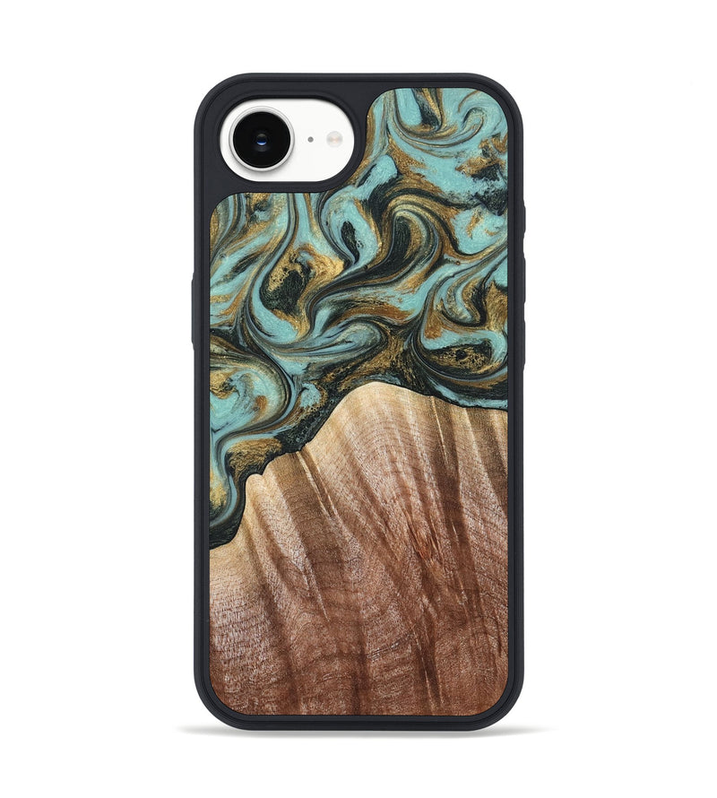 iPhone 17e Wood Phone Case - Briley (Teal & Gold, 821187)