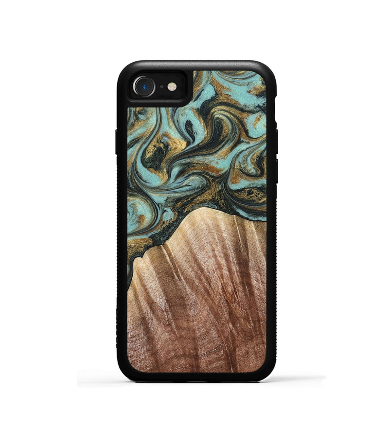 iPhone SE Wood Phone Case - Briley (Teal & Gold, 821187)