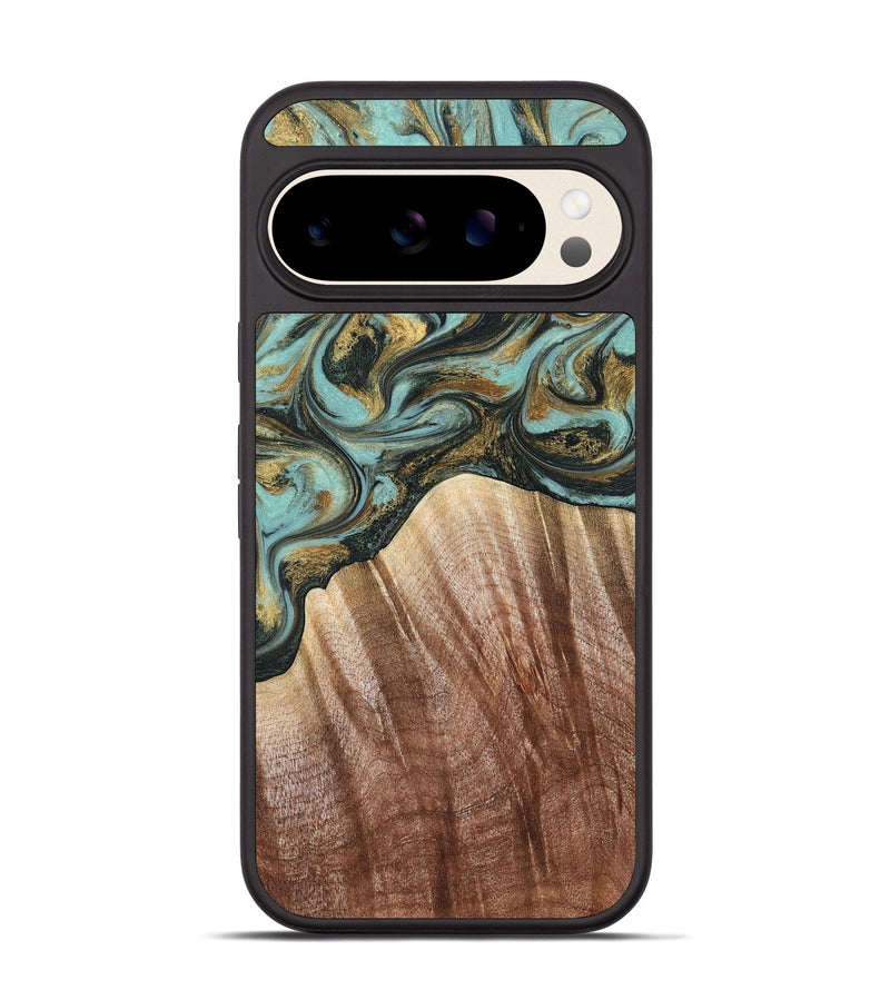 Pixel 10 Wood Phone Case - Briley (Teal & Gold, 821187)