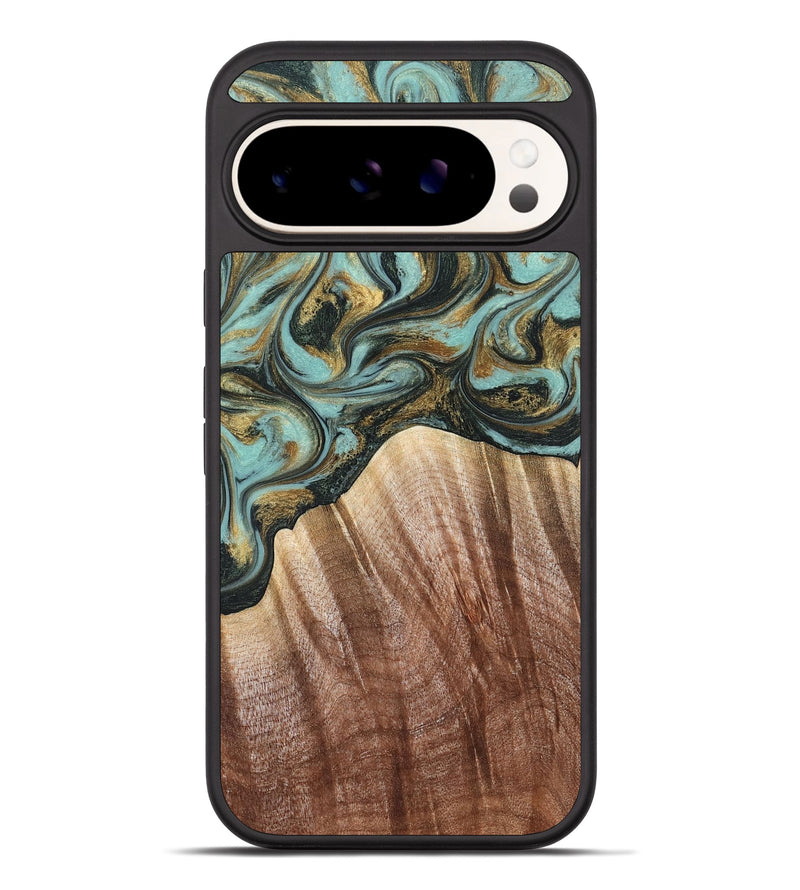Pixel 10 Pro XL Wood Phone Case - Briley (Teal & Gold, 821187)