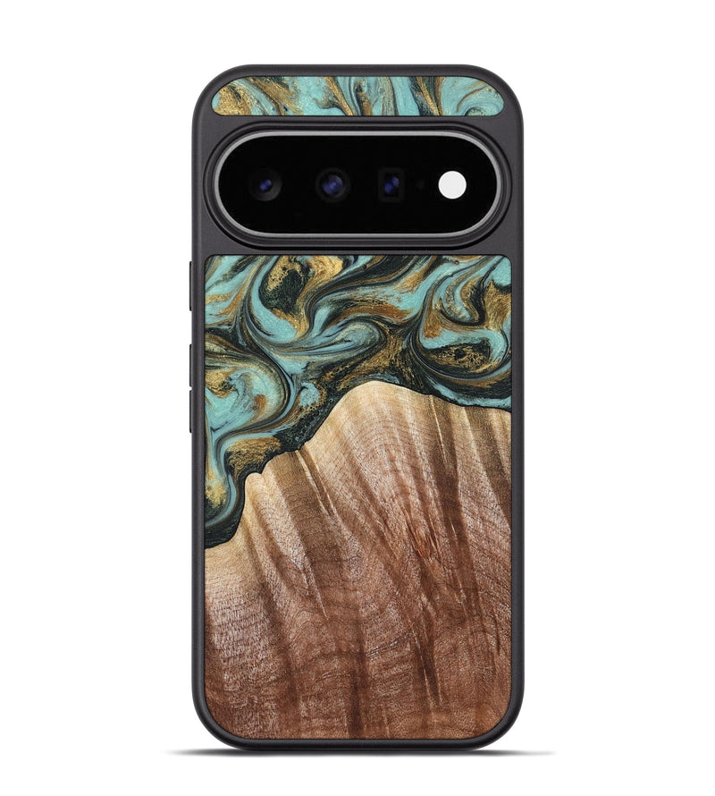 Pixel 11 Pro Wood Phone Case - Briley (Teal & Gold, 821187)