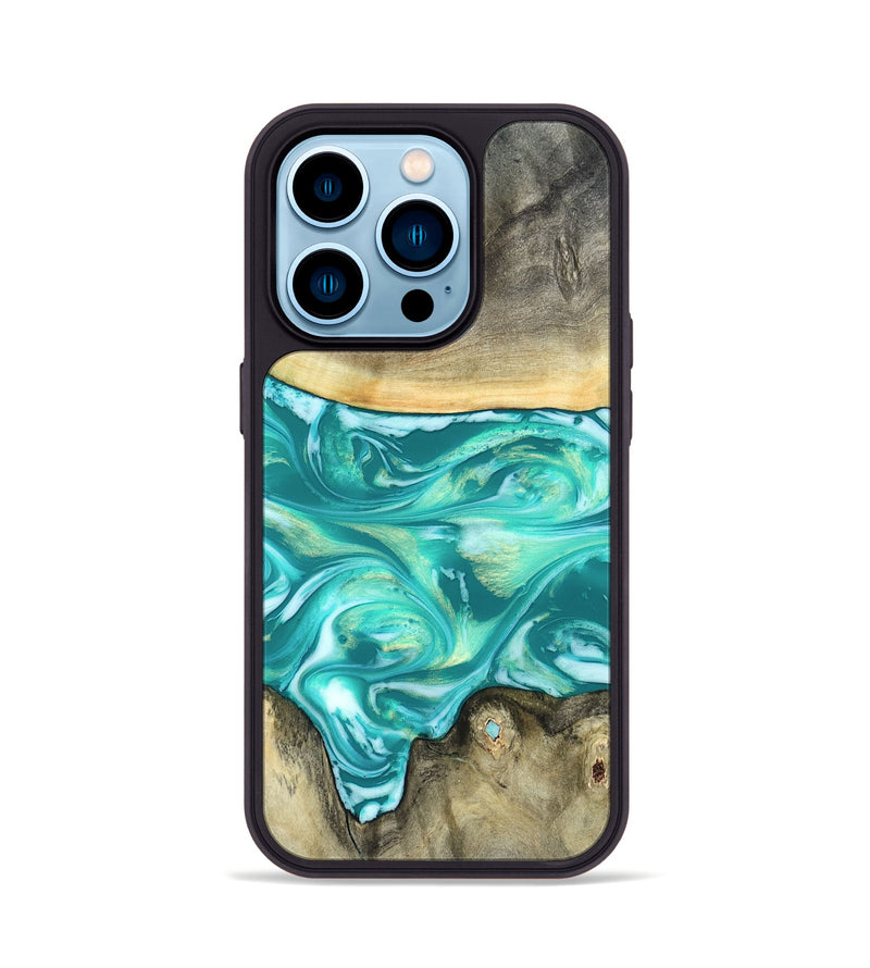 iPhone 14 Pro Wood Phone Case - Matteo (Green, 821189)