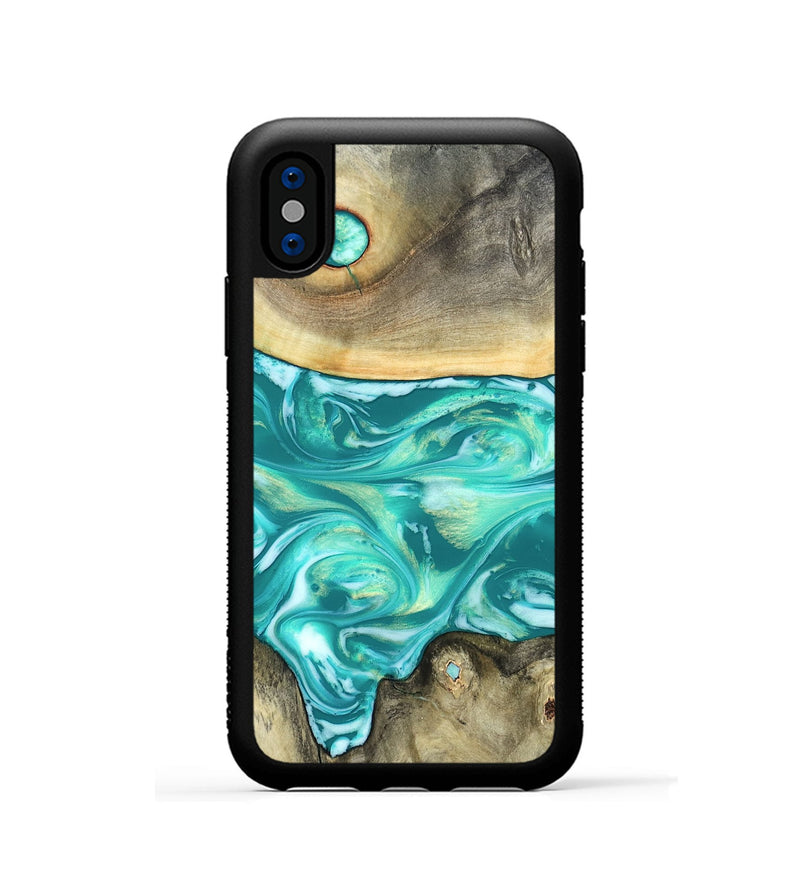 iPhone Xs Wood Phone Case - Matteo (Green, 821189)