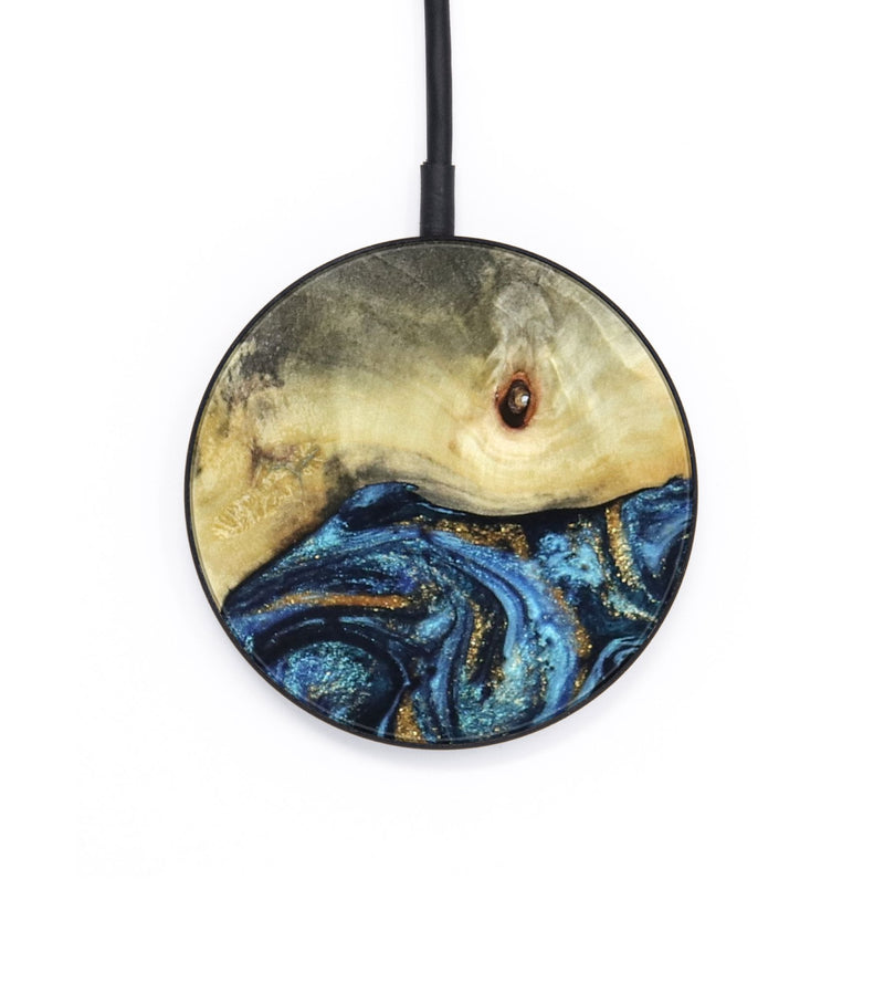 Circle Wood Wireless Charger - Esme (Teal & Gold, 821192)