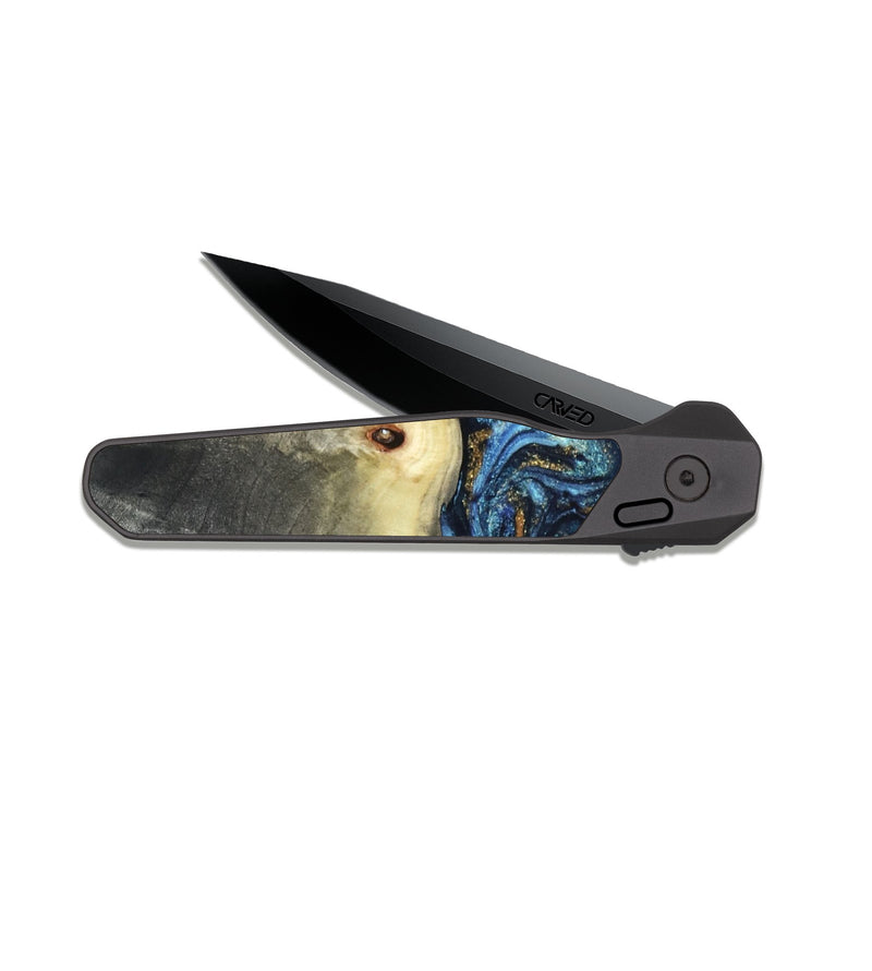 EDC Dark Slate Wood Pocket Knife - Esme (Teal & Gold, 821192)
