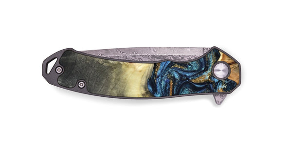 EDC Wood Pocket Knife - Esme (Teal & Gold, 821192)