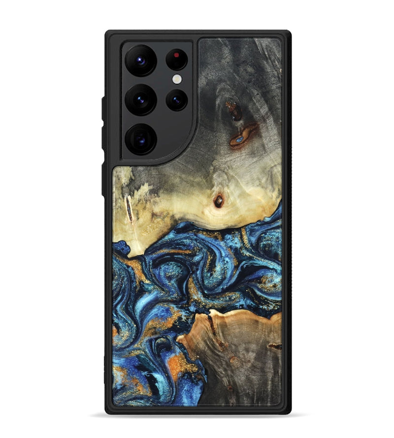 Galaxy S22 Ultra Wood Phone Case - Esme (Teal & Gold, 821192)